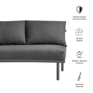 Modway Furniture Porta Modway Outdoor Aluminum Modular Lounge with Woven Rope and Plush Cushions Charcoal Anthracite EEI-7607-CHA-ANT