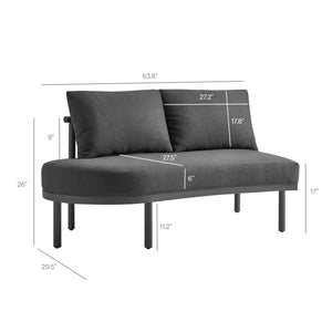 Modway Furniture Porta Modway Outdoor Aluminum Modular Lounge with Woven Rope and Plush Cushions Charcoal Anthracite EEI-7607-CHA-ANT