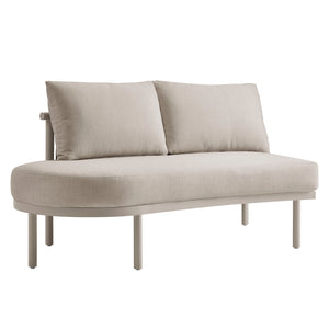 Modway Furniture Porta Modway 5 Piece Modular Outdoor Aluminum Sofa Set with Woven Rope Texture Khaki / Stone EEI-7614-KHA-STO
