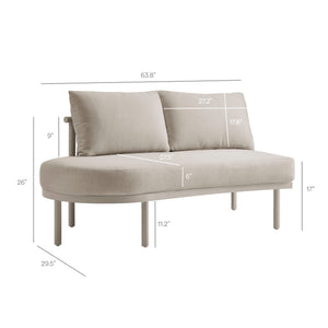 Modway Furniture Porta Outdoor Modular Sofa Set with Rope Weave Aluminum Frames and Nesting Tables Khaki Stone EEI-7613-KHA-STO