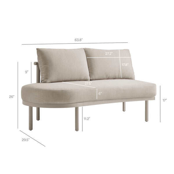 Modway Furniture Porta Modway 5 Piece Modular Outdoor Aluminum Sofa Set with Woven Rope Texture Khaki / Stone EEI-7614-KHA-STO