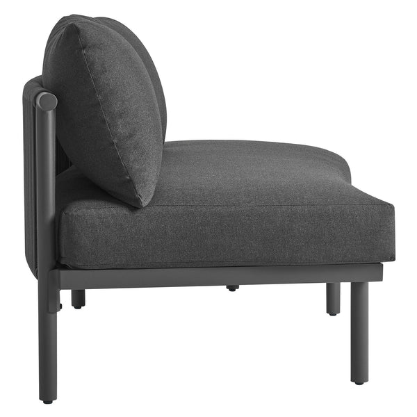 Modway Furniture Porta Modway Outdoor Aluminum Rope Modular Sectional Piece with Weather Resistant Cushions Charcoal / Anthracite EEI-7608-CHA-ANT
