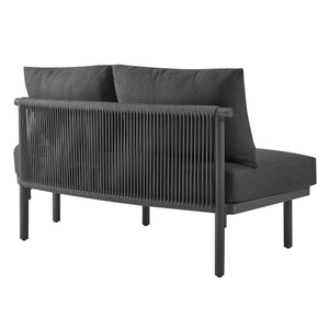 Modway Furniture Porta Modway 5 Piece Modular Outdoor Aluminum Sofa Set with Woven Rope Texture Charcoal / Anthracite EEI-7614-CHA-ANT