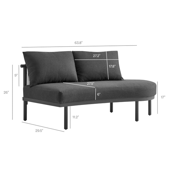 Modway Furniture Porta Modway Outdoor Aluminum Rope Modular Sectional Piece with Weather Resistant Cushions Charcoal / Anthracite EEI-7608-CHA-ANT