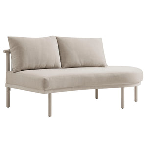 Modway Furniture Porta Outdoor Modular Sofa Set with Rope Weave Aluminum Frames and Nesting Tables Khaki Stone EEI-7613-KHA-STO