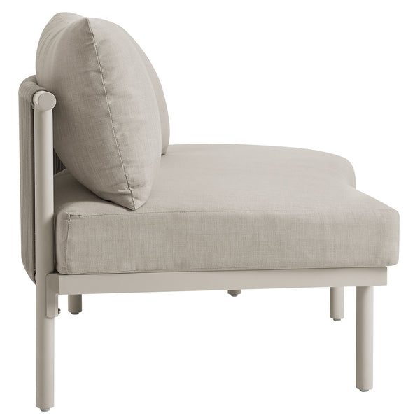 Modway Furniture Porta Outdoor Modular Sofa Set with Rope Weave Aluminum Frames and Nesting Tables Khaki Stone EEI-7613-KHA-STO