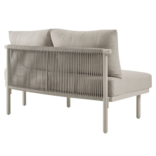 Modway Furniture Porta Modway Outdoor Aluminum Rope Modular Sectional Piece with Weather Resistant Cushions Khaki / Stone EEI-7608-KHA-STO