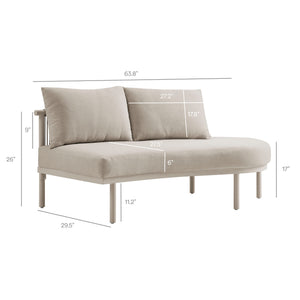 Modway Furniture Porta Modway Outdoor Aluminum Rope Modular Sectional Piece with Weather Resistant Cushions Khaki / Stone EEI-7608-KHA-STO