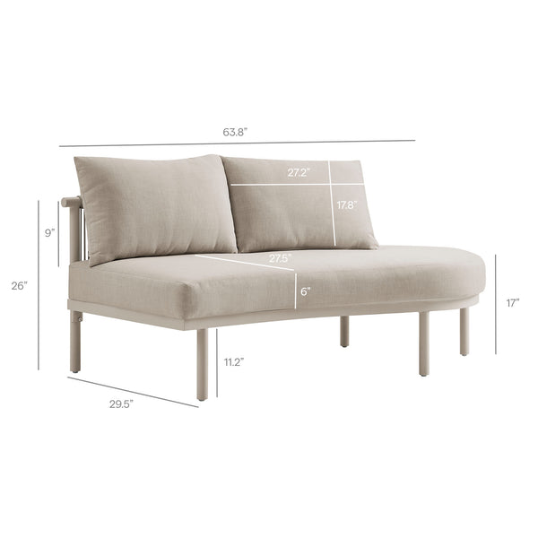 Modway Furniture Porta Modway Outdoor Aluminum Rope Modular Sectional Piece with Weather Resistant Cushions Khaki / Stone EEI-7608-KHA-STO