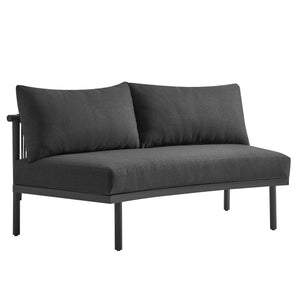 Modway Furniture Porta Modway Modular Outdoor Sectional Armless Chair with Woven Rope Aluminum Frame Charcoal Anthracite EEI-7609-CHA-ANT