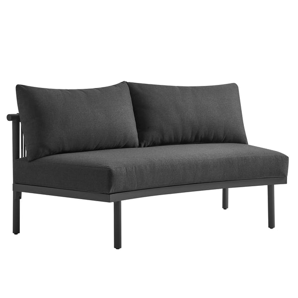 Modway Furniture Porta Modway Modular Outdoor Sectional Armless Chair with Woven Rope Aluminum Frame Charcoal Anthracite EEI-7609-CHA-ANT