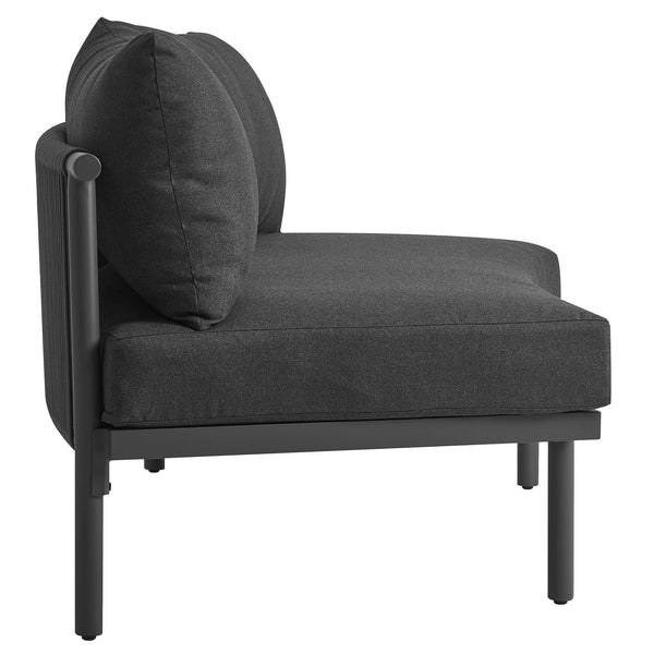 Modway Furniture Porta Modway Modular Outdoor Sectional Armless Chair with Woven Rope Aluminum Frame Charcoal Anthracite EEI-7609-CHA-ANT