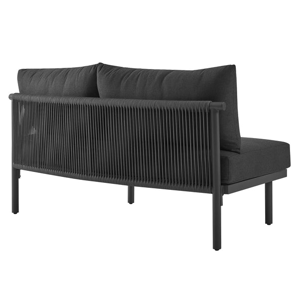 Modway Furniture Porta Modway Modular Outdoor Sectional Armless Chair with Woven Rope Aluminum Frame Charcoal Anthracite EEI-7609-CHA-ANT