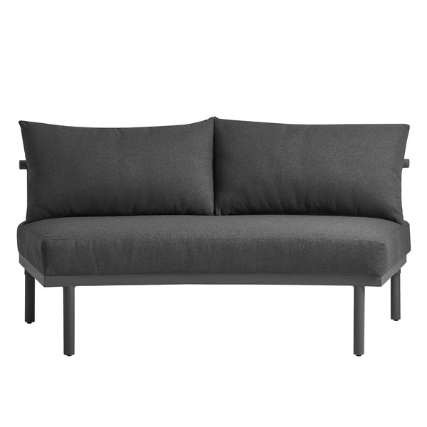 Modway Furniture Porta Modway 3 Piece Aluminum Rope Woven Outdoor Modular Sofa for Patio Decks Charcoal / Anthracite EEI-7612-CHA-ANT