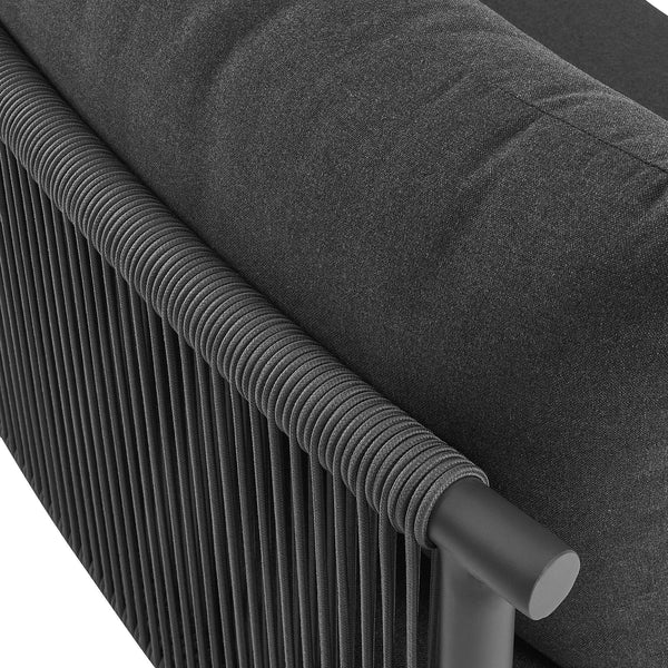 Modway Furniture Porta Modway 3 Piece Aluminum Rope Woven Outdoor Modular Sofa for Patio Decks Charcoal / Anthracite EEI-7612-CHA-ANT