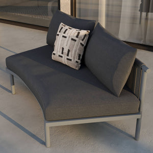 Modway Furniture Porta Modway Modular Outdoor Sectional Armless Chair with Woven Rope Aluminum Frame Charcoal Anthracite EEI-7609-CHA-ANT