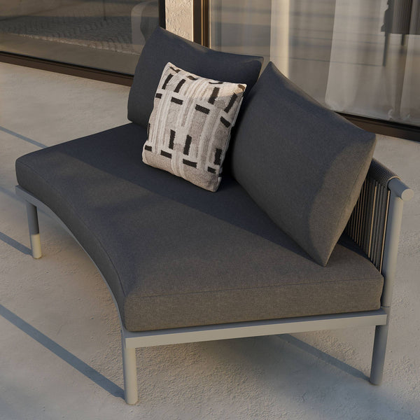 Modway Furniture Porta Modway Modular Outdoor Sectional Armless Chair with Woven Rope Aluminum Frame Charcoal Anthracite EEI-7609-CHA-ANT