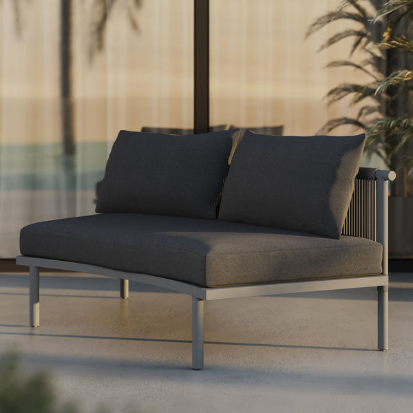 Modway Furniture Porta Modway Modular Outdoor Sectional Armless Chair with Woven Rope Aluminum Frame Charcoal Anthracite EEI-7609-CHA-ANT