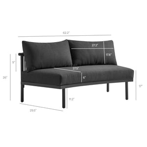 Modway Furniture Porta Modway 5 Piece Modular Outdoor Aluminum Sofa Set with Woven Rope Texture Charcoal / Anthracite EEI-7614-CHA-ANT