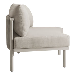 Modway Furniture Porta Modway Modular Outdoor Sectional Armless Chair with Woven Rope Aluminum Frame Khaki Stone EEI-7609-KHA-STO