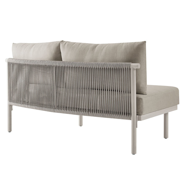 Modway Furniture Porta Modway 3 Piece Aluminum Rope Woven Outdoor Modular Sofa for Patio Decks Khaki / Stone EEI-7612-KHA-STO