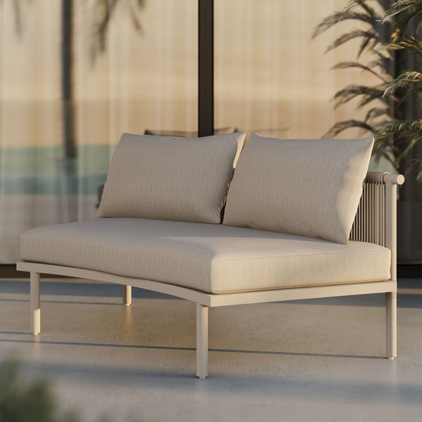 Modway Furniture Porta Modway Modular Outdoor Sectional Armless Chair with Woven Rope Aluminum Frame Khaki Stone EEI-7609-KHA-STO
