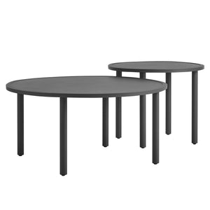 Modway Furniture Porta Nesting Round Aluminum Patio Coffee Tables Powder Coated Modern Outdoor Set Gray EEI-7610-CHA