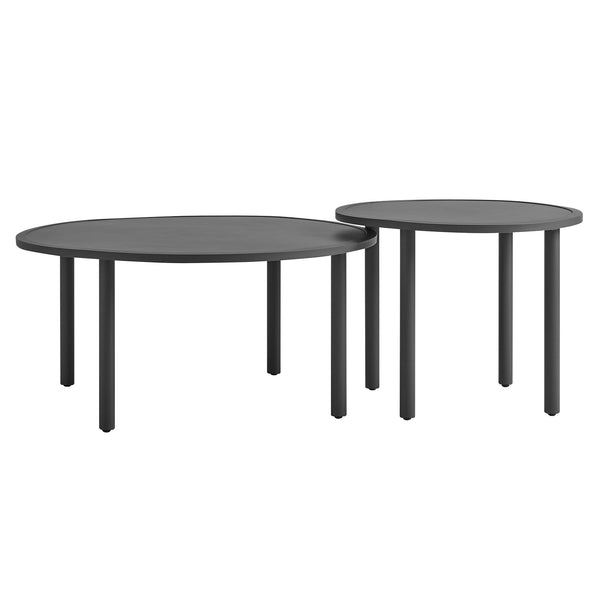 Modway Furniture Porta Nesting Round Aluminum Patio Coffee Tables Powder Coated Modern Outdoor Set Gray EEI-7610-CHA