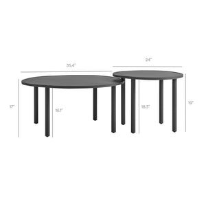 Modway Furniture Porta Nesting Round Aluminum Patio Coffee Tables Powder Coated Modern Outdoor Set Gray EEI-7610-CHA