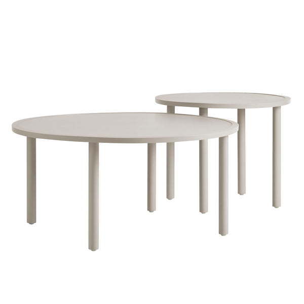 Modway Furniture Porta Outdoor Modular Sofa Set with Rope Weave Aluminum Frames and Nesting Tables Khaki Stone EEI-7613-KHA-STO