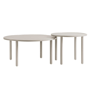 Modway Furniture Porta Nesting Round Aluminum Patio Coffee Tables Powder Coated Modern Outdoor Set Brown EEI-7610-KHA