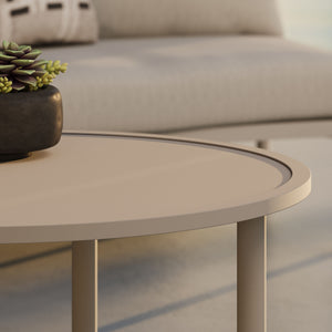 Modway Furniture Porta Nesting Round Aluminum Patio Coffee Tables Powder Coated Modern Outdoor Set Brown EEI-7610-KHA
