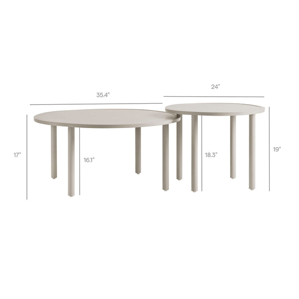 Modway Furniture Porta Nesting Round Aluminum Patio Coffee Tables Powder Coated Modern Outdoor Set Brown EEI-7610-KHA