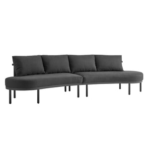 Modway Furniture Porta Modway Modular Outdoor Sofa Set with Woven Rope and Aluminum Frame Charcoal Anthracite EEI-7611-CHA-ANT