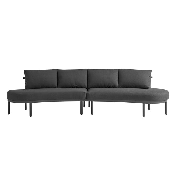 Modway Furniture Porta Modway Modular Outdoor Sofa Set with Woven Rope and Aluminum Frame Charcoal Anthracite EEI-7611-CHA-ANT