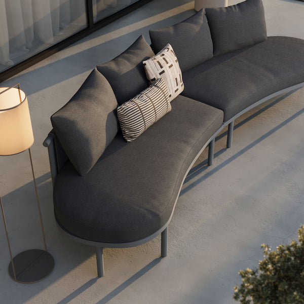 Modway Furniture Porta Modway Modular Outdoor Sofa Set with Woven Rope and Aluminum Frame Charcoal Anthracite EEI-7611-CHA-ANT