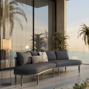 Modway Furniture Porta Modway Modular Outdoor Sofa Set with Woven Rope and Aluminum Frame Charcoal Anthracite EEI-7611-CHA-ANT