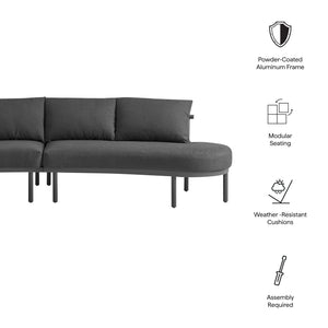 Modway Furniture Porta Modway Modular Outdoor Sofa Set with Woven Rope and Aluminum Frame Charcoal Anthracite EEI-7611-CHA-ANT