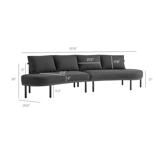 Modway Furniture Porta Modway Modular Outdoor Sofa Set with Woven Rope and Aluminum Frame Charcoal Anthracite EEI-7611-CHA-ANT