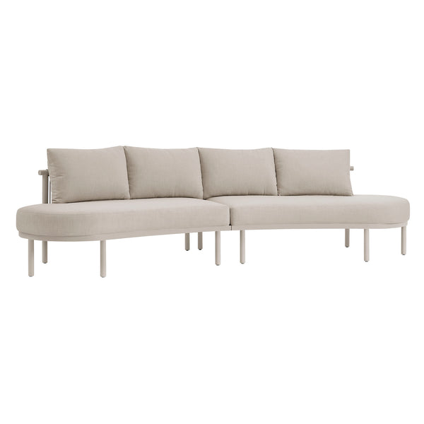 Modway Furniture Porta Modway Modular Outdoor Sofa Set with Woven Rope and Aluminum Frame Khaki Stone EEI-7611-KHA-STO