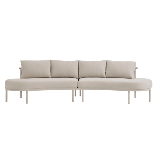 Modway Furniture Porta Modway Modular Outdoor Sofa Set with Woven Rope and Aluminum Frame Khaki Stone EEI-7611-KHA-STO