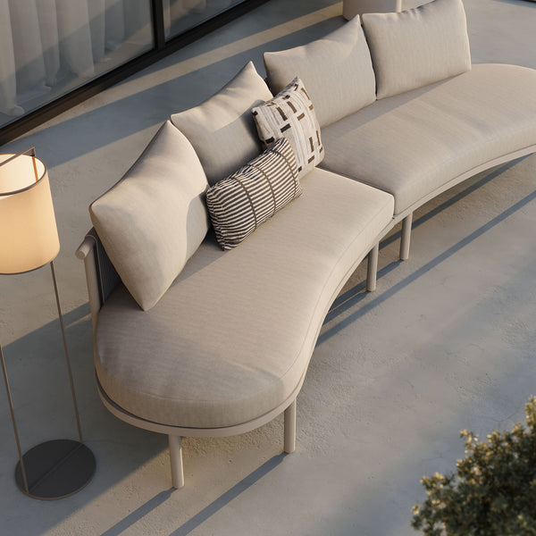 Modway Furniture Porta Modway Modular Outdoor Sofa Set with Woven Rope and Aluminum Frame Khaki Stone EEI-7611-KHA-STO