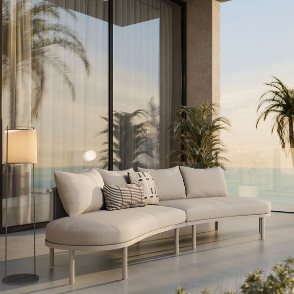 Modway Furniture Porta Modway Modular Outdoor Sofa Set with Woven Rope and Aluminum Frame Khaki Stone EEI-7611-KHA-STO