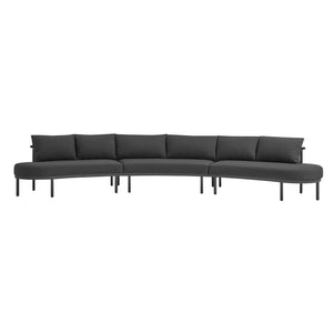 Modway Furniture Porta Modway 3 Piece Aluminum Rope Woven Outdoor Modular Sofa for Patio Decks Charcoal / Anthracite EEI-7612-CHA-ANT