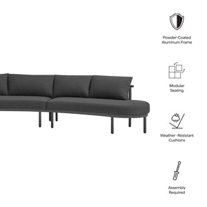 Modway Furniture Porta Modway 3 Piece Aluminum Rope Woven Outdoor Modular Sofa for Patio Decks Charcoal / Anthracite EEI-7612-CHA-ANT