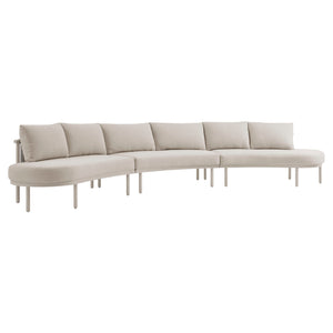 Modway Furniture Porta Modway 3 Piece Aluminum Rope Woven Outdoor Modular Sofa for Patio Decks Khaki / Stone EEI-7612-KHA-STO