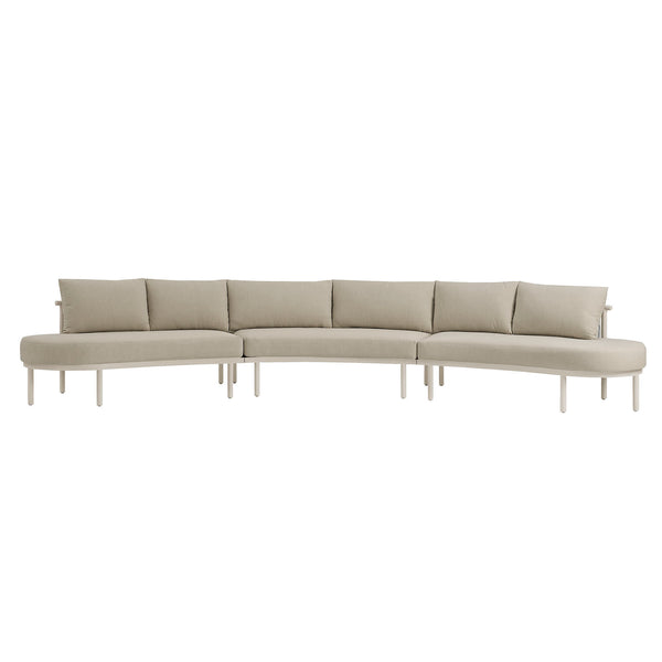 Modway Furniture Porta Modway 3 Piece Aluminum Rope Woven Outdoor Modular Sofa for Patio Decks Khaki / Stone EEI-7612-KHA-STO