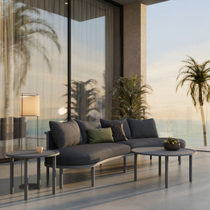 Modway Furniture Porta Outdoor Modular Sofa Set with Rope Weave Aluminum Frames and Nesting Tables Charcoal Anthracite EEI-7613-CHA-ANT