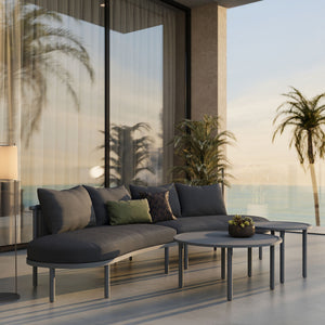 Modway Furniture Porta Outdoor Modular Sofa Set with Rope Weave Aluminum Frames and Nesting Tables Charcoal Anthracite EEI-7613-CHA-ANT