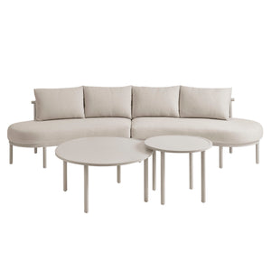 Modway Furniture Porta Outdoor Modular Sofa Set with Rope Weave Aluminum Frames and Nesting Tables Khaki Stone EEI-7613-KHA-STO